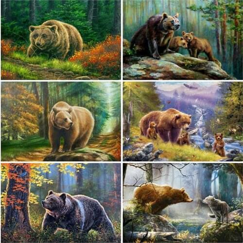 EverShine DIY Diamond Embroidery Bear Full Square Diamond Painting Animal Rhinestone Cross Stitch Mosaic Home Decor