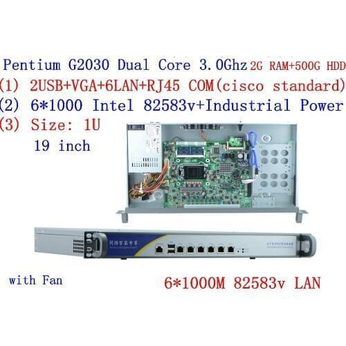 Intel Pentium G2030 3.0Ghz 1U personal vpn Firewall with 6* intel 1000M 82583V Gigabit LAN Mikrotik ROS etc 2G RAM 500G HDD