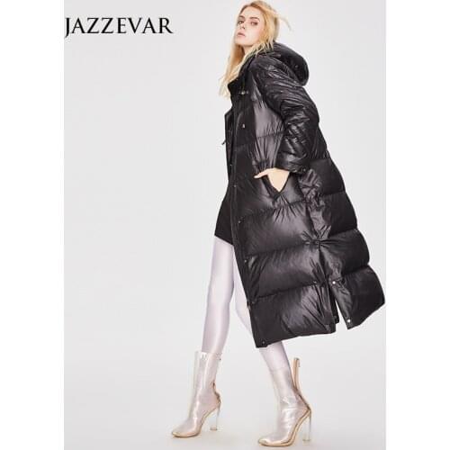 JAZZEAR 2021Womens winter new trend casual thickening warm white duck down long down jacket