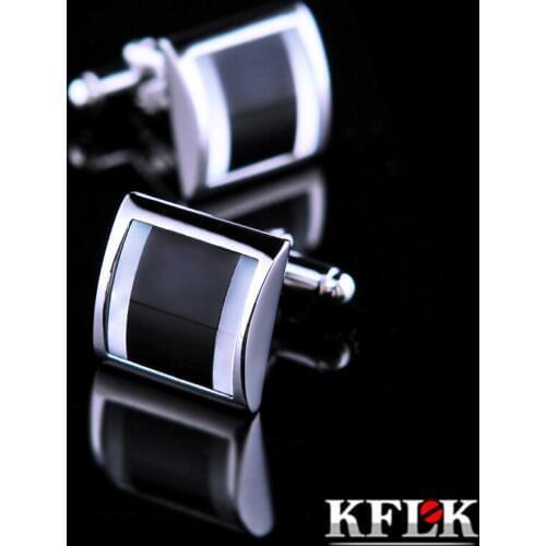 KFLK Jewelry shirt Fashion cufflinks for mens Brand Shell Black Cuff link Button High Quality Luxury Wedding Groom guests