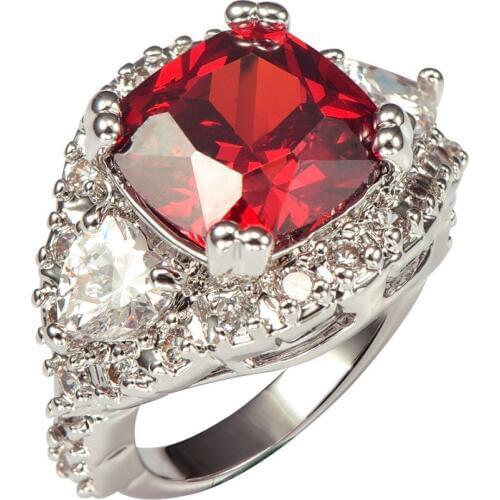 Factory price Huge Garnet With Multi White Crystal Zircon 925 Sterling Silver Ring For Women Size 6 7 8 9 10 11 F1470