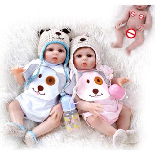 NPK 48CM Bebe Doll Reborn Baby Boy Doll Twins Full Body Soft Silicone Realistic Baby Bath Toy For Kids Birthday Gifts Playmate