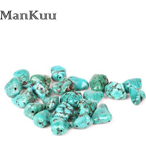 Mankuu AAA Grade Irregular Turquoises Stone Beads Wholesale Lots Bulk Green Natural Stone Beads For DIY Jewelry Making 20pcs/Lot
