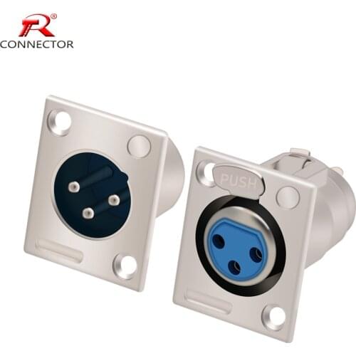 2pcs 3Pin XLR Connector metal YS1K3F2 xlr Female Jack+Male Plug Connector panel mounted for mic microphone audio devices