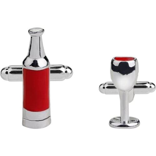 Fashion High quality Cufflink Red wine glass & bottle shape cuff links Popular new Business men and women French shirt cufflinks