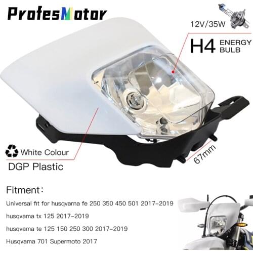 Motorcycle H4 White Headlight Headlamp Head Light Lamp Supermoto Fairing For HUSQVARNA FE TE 2018 17 MX Enduro Dirt Bike