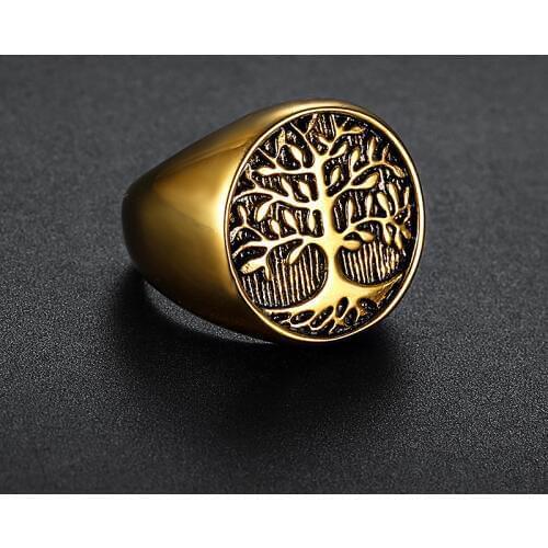 Hot sale Punk Men Silver color Tree Of Life Ring Casting 316L Stainless Steel Rings For Men Ring Jewelry Bague Homme fashion