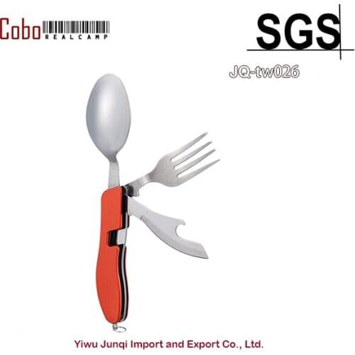 4-In-1 Camping outdoor Utensil Stainless Steel Fork Knife Spoon Bottle Opener Set