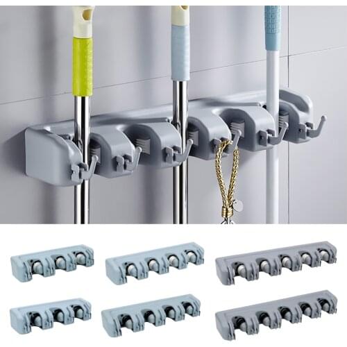 Wall Mounted Mop Holder 3 Styles Hooks Multi-Functional Plastic Kitchen Magic Broom Holders Home Storage