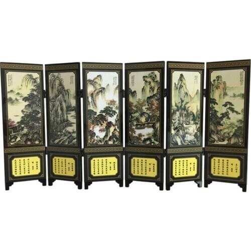 Small screen antique lacquer screen decoration Tang Bohu Chinese classical traditional handmade crafts and gifts