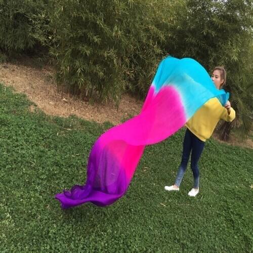 New dyed about 100"'x 45'' inch pure natural real silk Veils for bellydance or stage performance 100% real silk Veil hot-selling