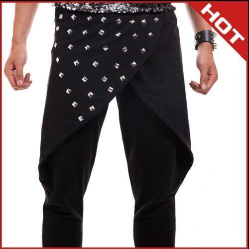 2020 New Bar Singer Costumes Rivets Harem Pants Tide Men Hairstylist Rock Pants Show Nightclub Culottes Wide Legs Pants Clothing