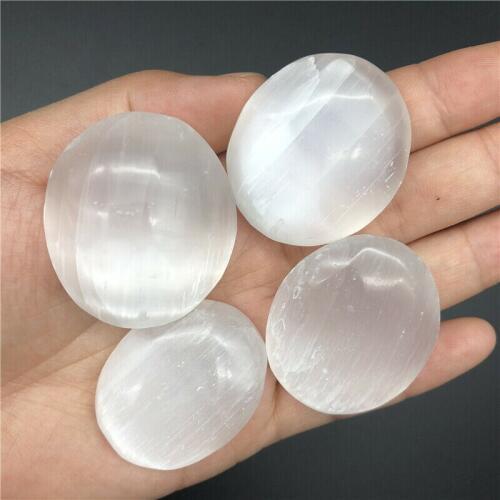 Wholesale 1PC Polished White Selenite Scalloped Crystal Palm Massage Stones Carving Healing Natural Quartz Crystals