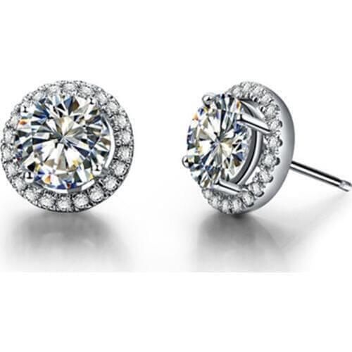 0.5Ct 5mm each G-H Moissanite Diamond Stud Earrings Marriage Jewelry TEST POSITIVE 925 Sterling Silver Promise Earrings