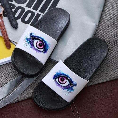 Summer Sandals Women Harajuku Pattern Indoor Slippers Beach Fashion Open Toe Home Indoor Shoes Breathable Flip Flops Female 2021