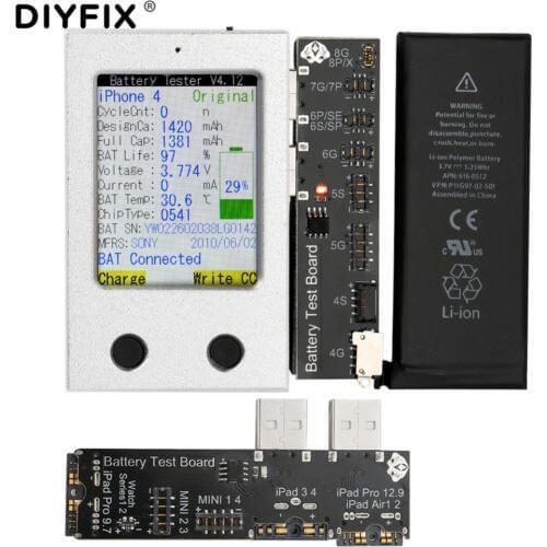 DIYFIX Battery Tester For iPhone X 8 8P 7 7P 6 6P 6S 6SP 5 5S 4 4S for iWatch S1 S2 for iPad Battery Checker a Key Clear Cycle