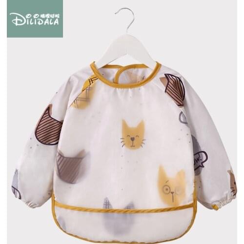 Waterproof dirty little girl baby garment in the fall and winter of children baby schort lange mouw baberos bibs bebé bavoir