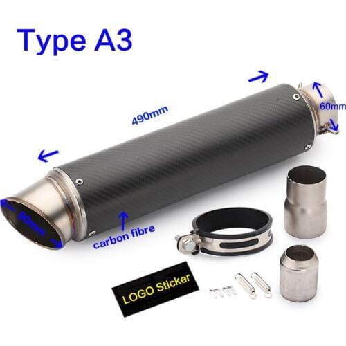 Universal 60mm motorcycle exhaust pipe muffler carbon fiber pitbike escape de motocicleta exhaust for cbr650f rsv4 cbr250 s1000r