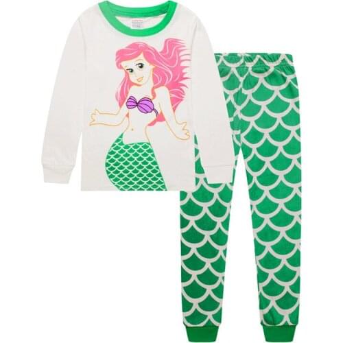 Spring Autumn Spring Girls Clothes Cotton Toddler LongSleeve Pyjama Set Kids Girl Sets Outfits Clothing Mermaid Pajamas Suit