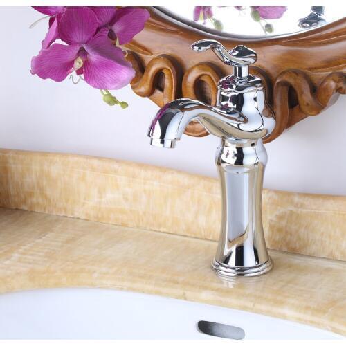 Rose Gold Chrome Tall Basin Sink Faucet Slim Bathroom Washbasin Water Mixer Tap Hot Cold Water Basin Crane Tap Bathroom Tap