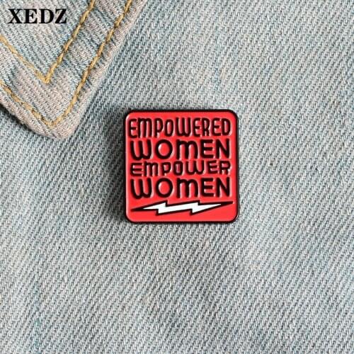 XEDZ feminism enamel pin gender equality lightning square badge custom lapel pocket brooch female gift jewelry for female friend