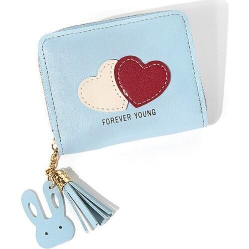 2020 Short Women Wallet Zipper Coin Bag Cute Love Tassel Wallet Coin Purse Credit Card Holder Clutch Female Mini Money