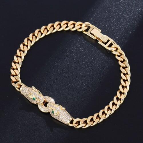 Zlxgirl jewelry Gold color leopard bracelet fashion womens bridal animal cooper bangle zirconia bracelet couple gifts free bags