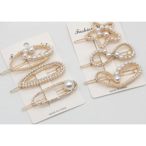 Pearl diamond Metal Love pentacle female Hair Clip Pin Clamp Accessories Alloy Barrette for Women Girls Hairgrip Holder headwear