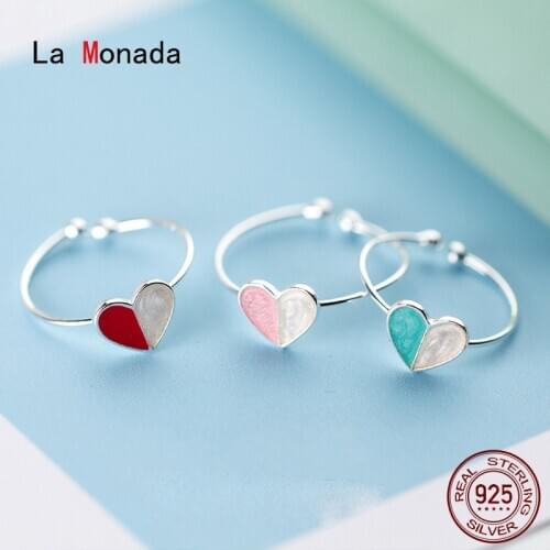 La Monada Heart Finger Rings For Women 925 Silver Jewelry For Women Rings Adjustable Jewelry Silver Ring 925 Women Korean