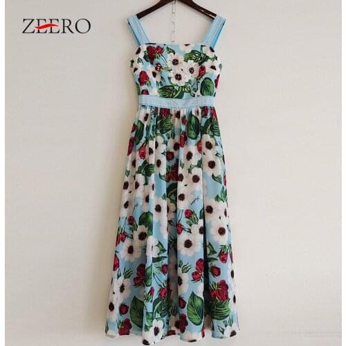 Summer Woman Sleeveless Tube Top Collar Lace Splicing Sling Print Beaded Vintage Midi Dress Women A-line Big Swing Holiday Dress