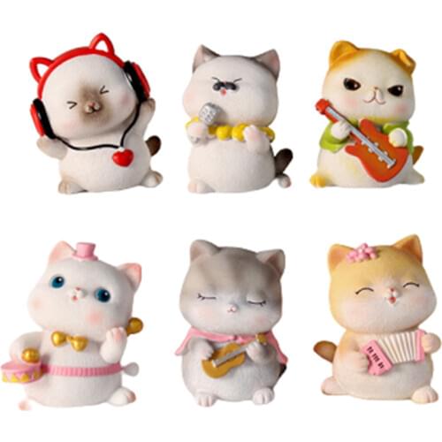 1Pcs Cute Mini Resin Animal Miniatures Japanese Music Cat Doll Figures Toy Creative Handicraft Ornaments Home Decoration Crafts