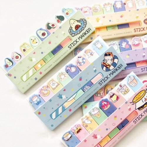 1 Pack ( 120 Sheets ) Kawaii Cartoon Animals Cat Dog Sushi Rice Sticky Notes Memo Pads Index Message Notes