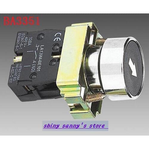 10Pcs/Lot BA3351 XB2-BA3351 1 NO Momentary Black Sign Flush Pushbutton Brand New
