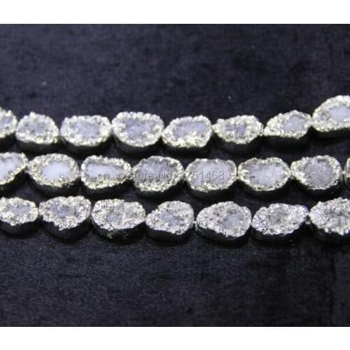 13*18mm Trendy gift Silver Titanium Druzy Quartz Bead Pendants Top Drilled Drusy Stone Slab Bead Jewlery Making