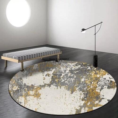 150cm Fashion Modern Nordic Abstract Ink Golden Gray Living Room Bedroom Hanging Basket Chair Round Floor Mat Carpet