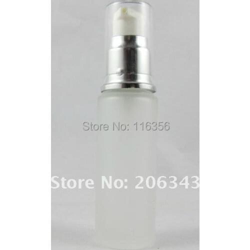 20ml frosted glass with shiny silver press pump bottle ,lotion bottle , Cosmetic Packaging,glass bottle