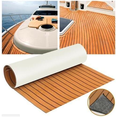 1 Pcs 6mm Thick Self-Adhesive 94x23'' Foam Teak Decking EVA Foam Marine Flooring Boat Decking Sheet Accessories 6 Color Non-skid