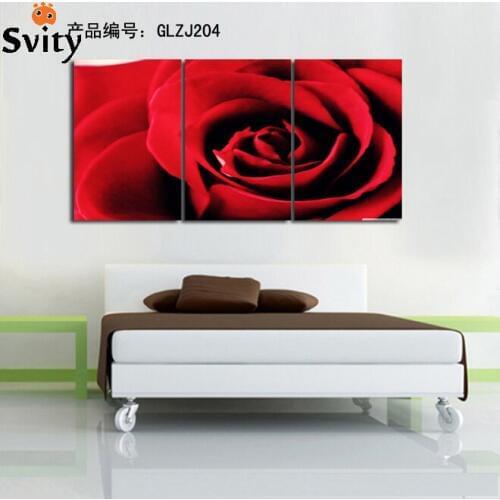 Red Rose Oil Painting Reproductions 3 Piece Abstract The rose flower Canvas print Modular Picture Modern Wall Decor no framed