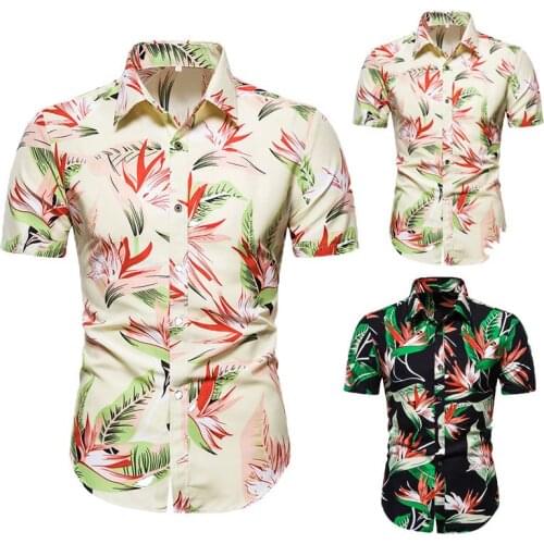Men brand new summer personalized fashion business casual short sleeved beach resort Hawaiian shirt mens shirts streetwear