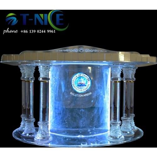 AKLKE Modern acrylic church platform podium pulpits lectern with lights wedding table other school furniture rostrum dais desk