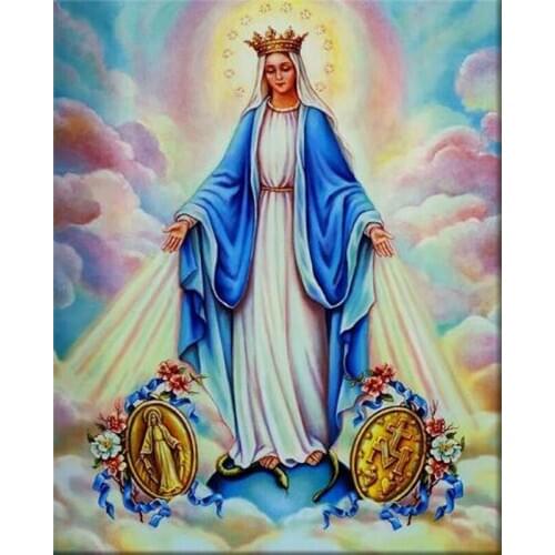 Diamond Embroidery Icons Religious Our Lady Diamond Mosaic Full Rhinestones Text Pictures with Crystals round&square