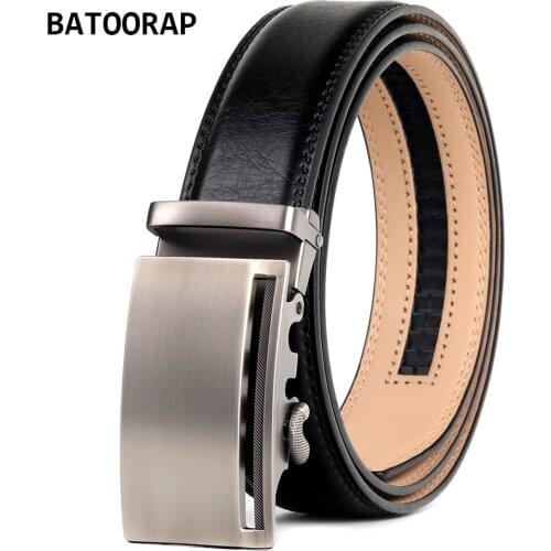 BATOORAP Leather Belt Men Casual Gray Click Buckle Alloy Black Waist Belts For Men Luxury Designer Brand High Quality BA-RQS01