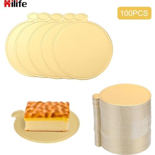 Paper Coasters 100Pcs/Pack Cake Cardboard Golden Cake Boards Dessert Displays Tray Round Cake Dessert Tray Pastry Decorative Kit