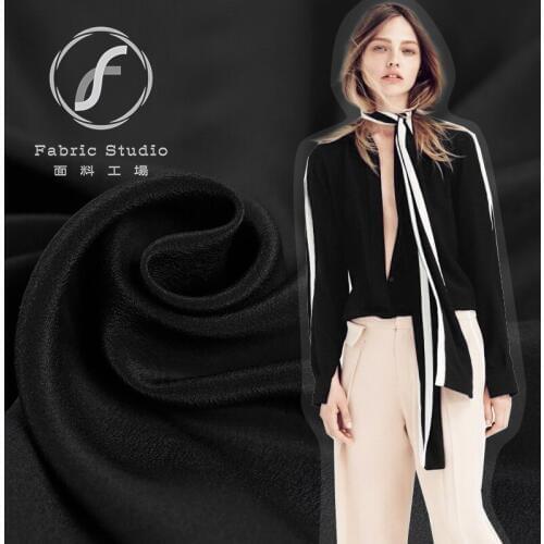 Black silk crepe de chine elegant and luxurious fabrics big good quality fabric