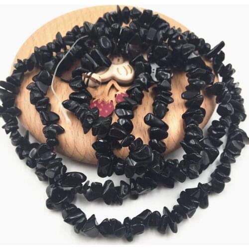 Black Stone Loose Beads for Jewelry Making Spacer Freeform Irregular Chip Gravel 5-7mm DIY Necklace Bracelet Accessories 32"A188