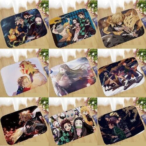 Devils Blade Home Door Mat Demon Slayer Kimetsu No Yaiba Tanjirou Nezuko Cartoon Carpet Doormat Bath Kitchen Entrance Floor Mat