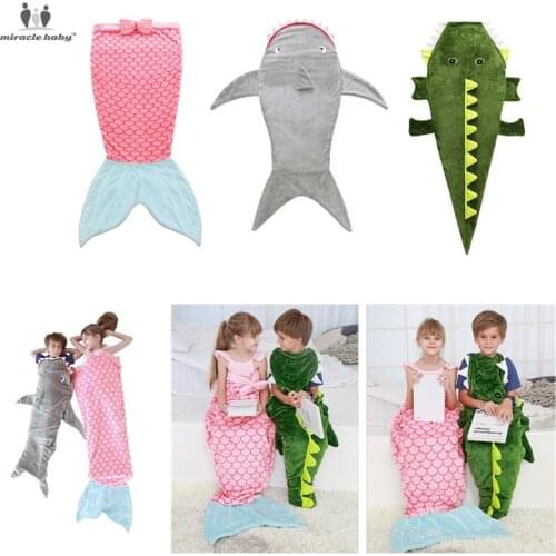 Flannel Children Pajamas Kids Sleep Sacks Baby Sleeping Bag Girl Boy Sleepwear Shark Mermaid Sleep Clothing kigurumi pijama