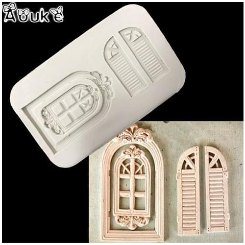 Door Window Shape Cake Fondant Mold Candy Chocolate Silicone Molds Biscuits Embossed Mould DIY Cake Decoration Baking Tools G210