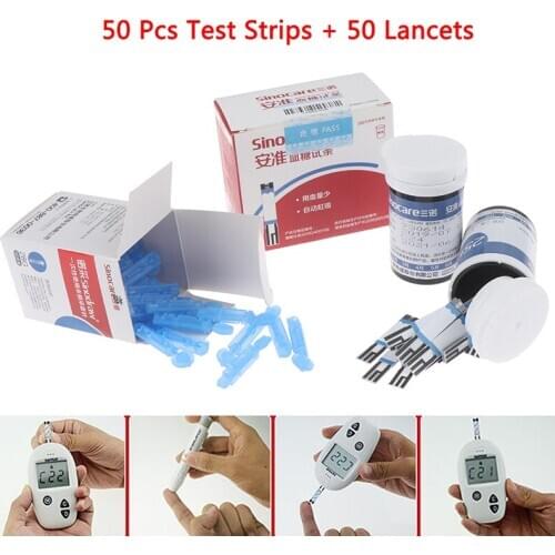 GA-3 Diabetic Blood Glucose Test Strips 50pcs Test Paper + 50pcs Lancets Needles For Blood Sugar Detection Glucometer