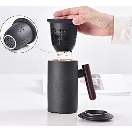 Chinese Travel Kung Fu Tea Set Black Ceramic Portable Teapot Porcelain Teaset Gaiwan Tea Cups Tea Pot for Office